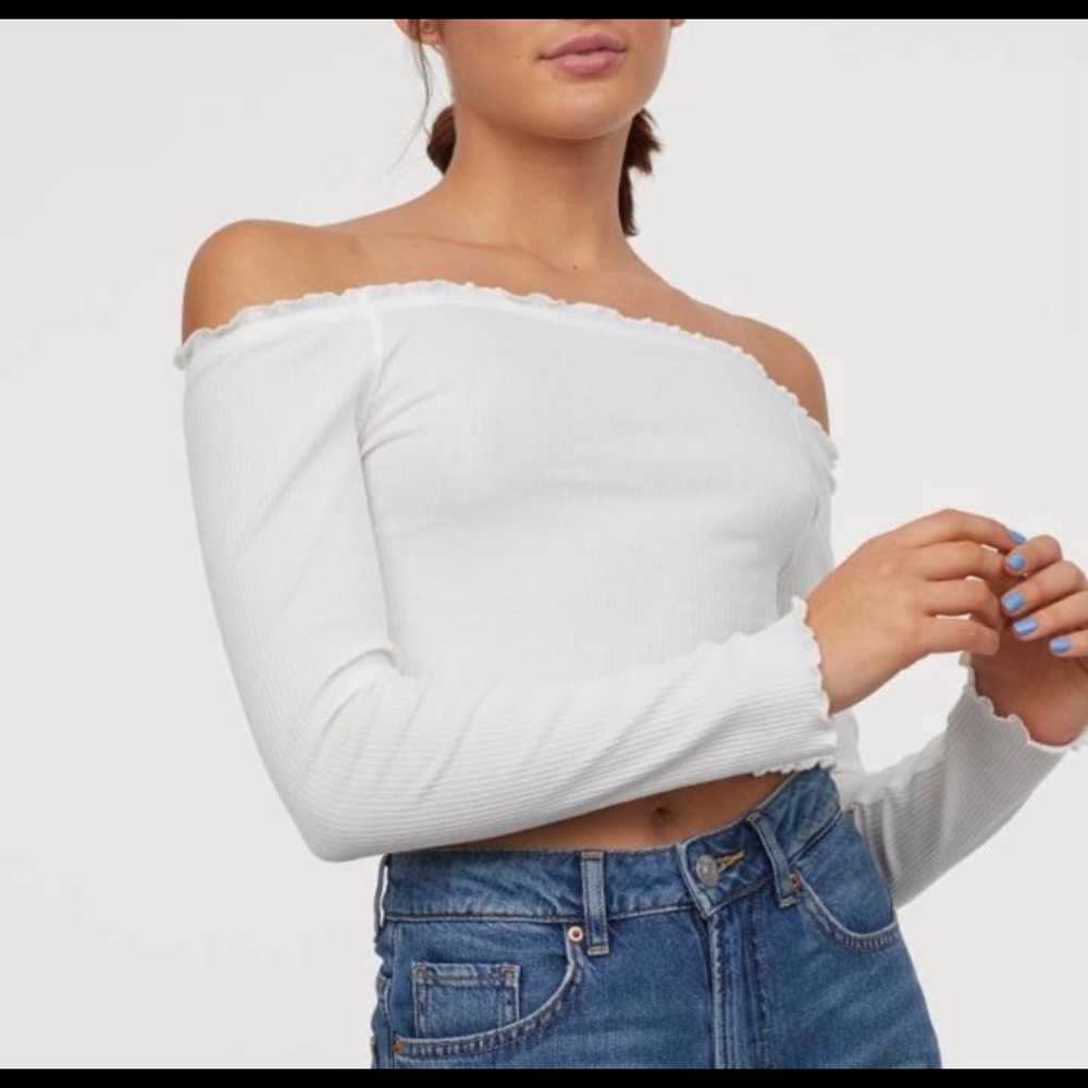 H&M long sleeve off the shoulder crop top